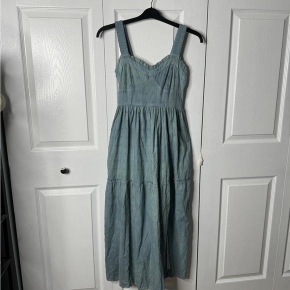 American Eagle Outfitters Dresses & Skirts - American eagle blue corset maxi dress w front slit and strappy back